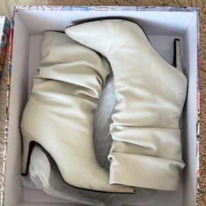 Jeffrey Campbell Cream Heeled Slouch Boots